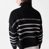 Jersey de punto grueso con rayas - ECRU