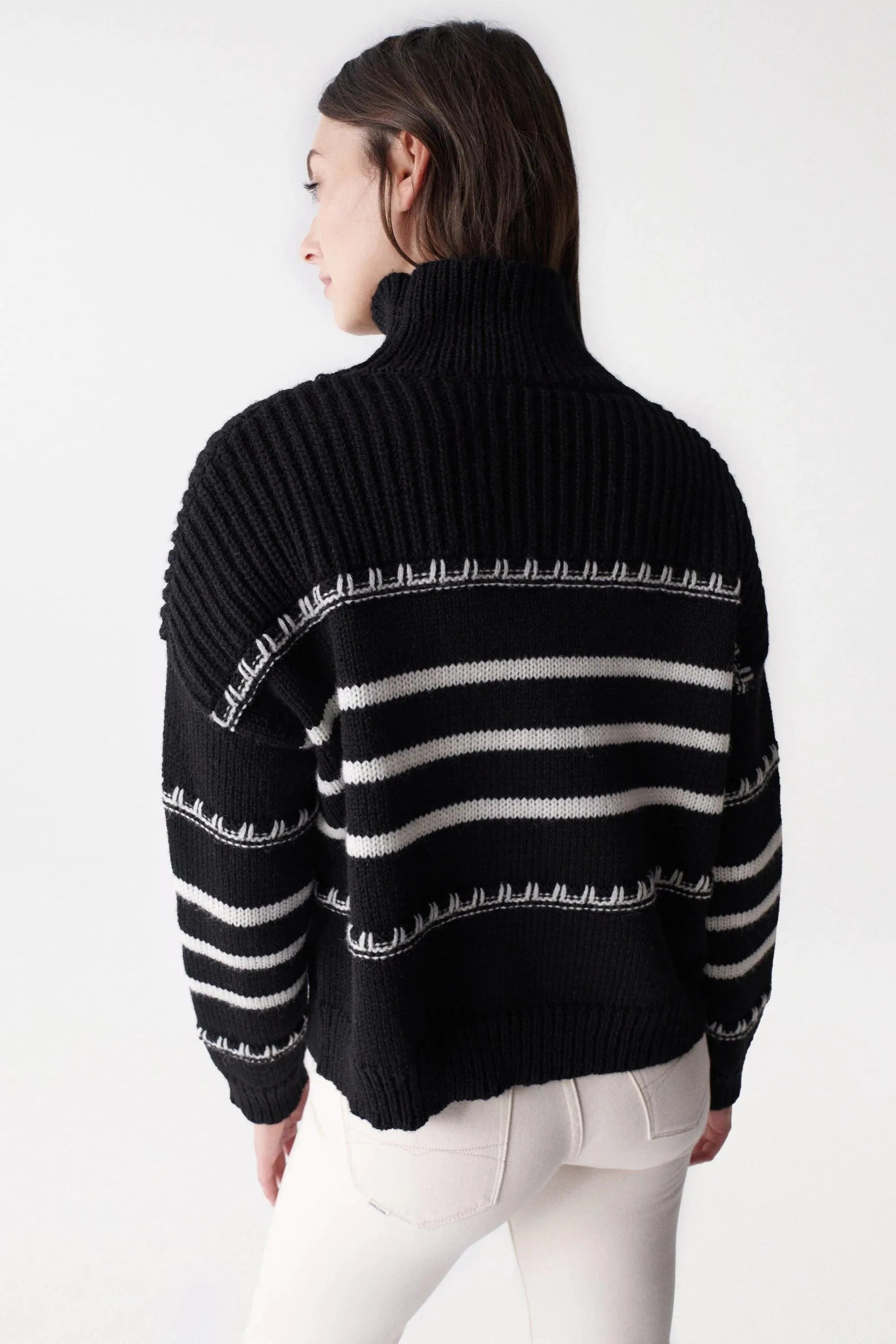 Jersey de punto grueso con rayas - ECRU