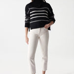 Jersey de punto grueso con rayas - ECRU