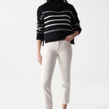 Jersey de punto grueso con rayas - ECRU