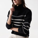 Jersey de punto grueso con rayas - ECRU