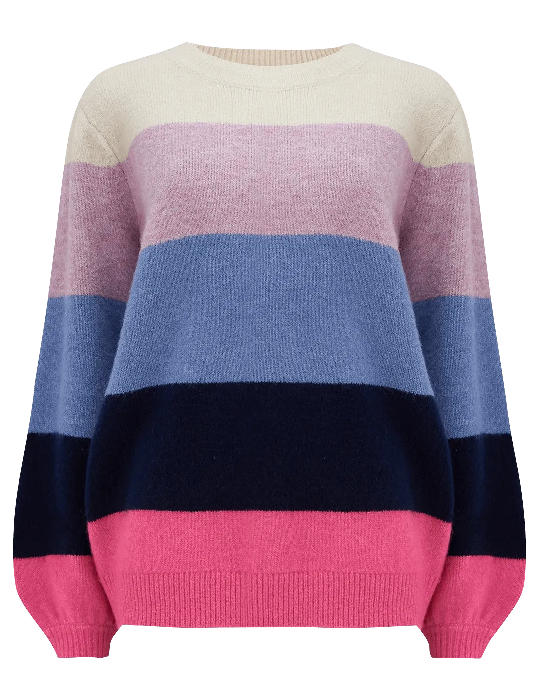 Jersey Debbie Multi, Block Stripes - ECRU