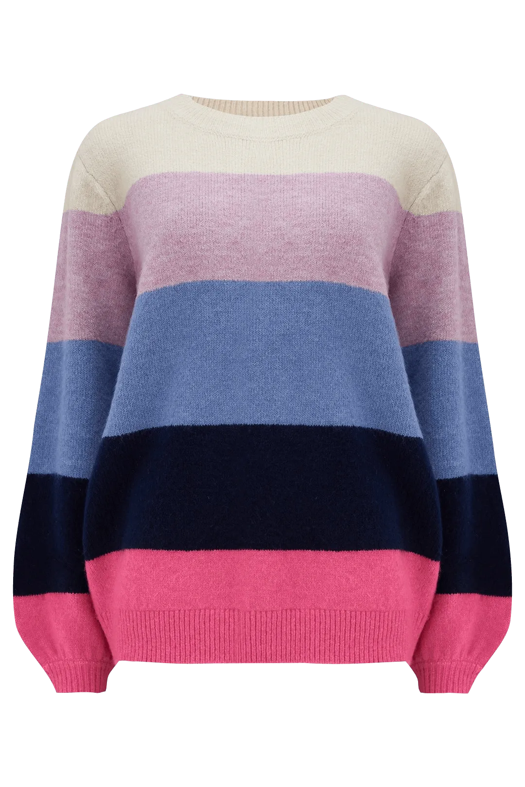 Jersey Debbie Multi, Block Stripes - ECRU