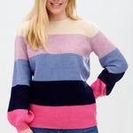 Jersey Debbie Multi, Block Stripes - ECRU