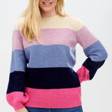 Jersey Debbie Multi, Block Stripes - ECRU