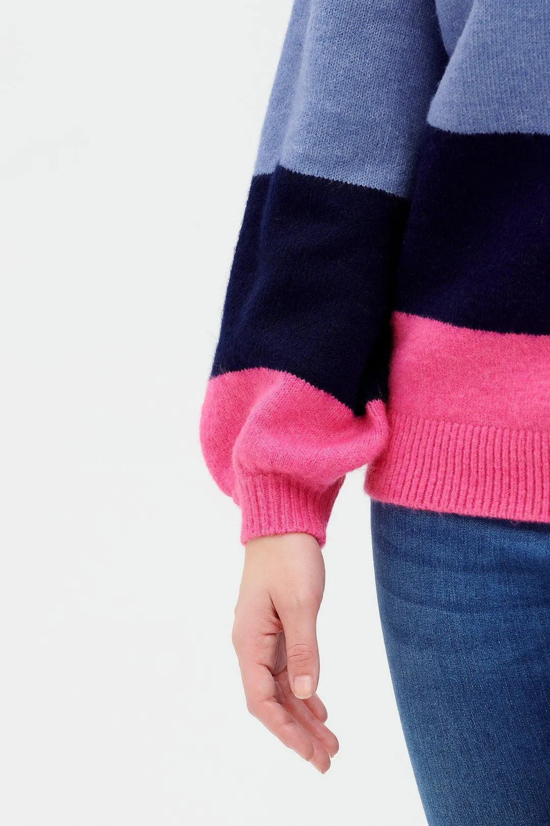 Jersey Debbie Multi, Block Stripes - ECRU