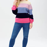 Jersey Debbie Multi, Block Stripes - ECRU