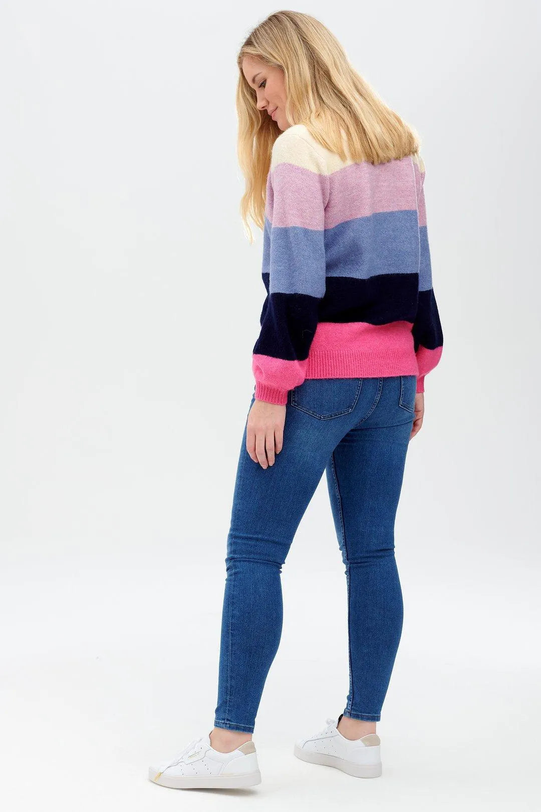 Jersey Debbie Multi, Block Stripes - ECRU