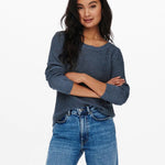 Jersey Geena Vintage Indigo - ECRU