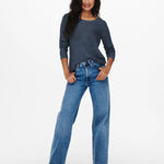 Jersey Geena Vintage Indigo - ECRU