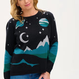 Jersey Janie Black Space Mountain Scene - ECRU