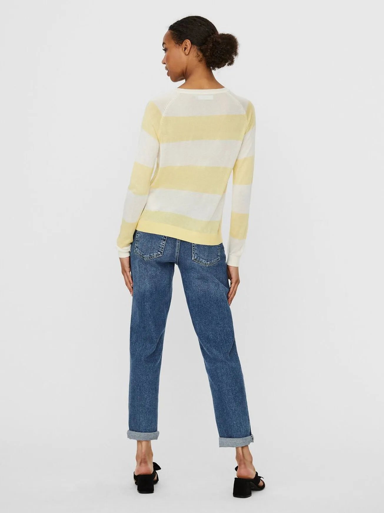 Jersey Lina a rayas de cuello redondo - ECRU