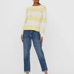 Jersey Lina a rayas de cuello redondo - ECRU