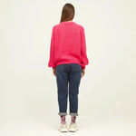 Jersey Liso Manga Abullonada Fucsia - ECRU