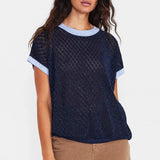 Jersey Nuea Darlene Dark Sapphire - ECRU