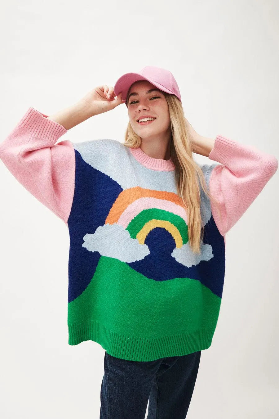 Jersey oversize arcoiris - ECRU