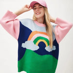 Jersey oversize arcoiris - ECRU