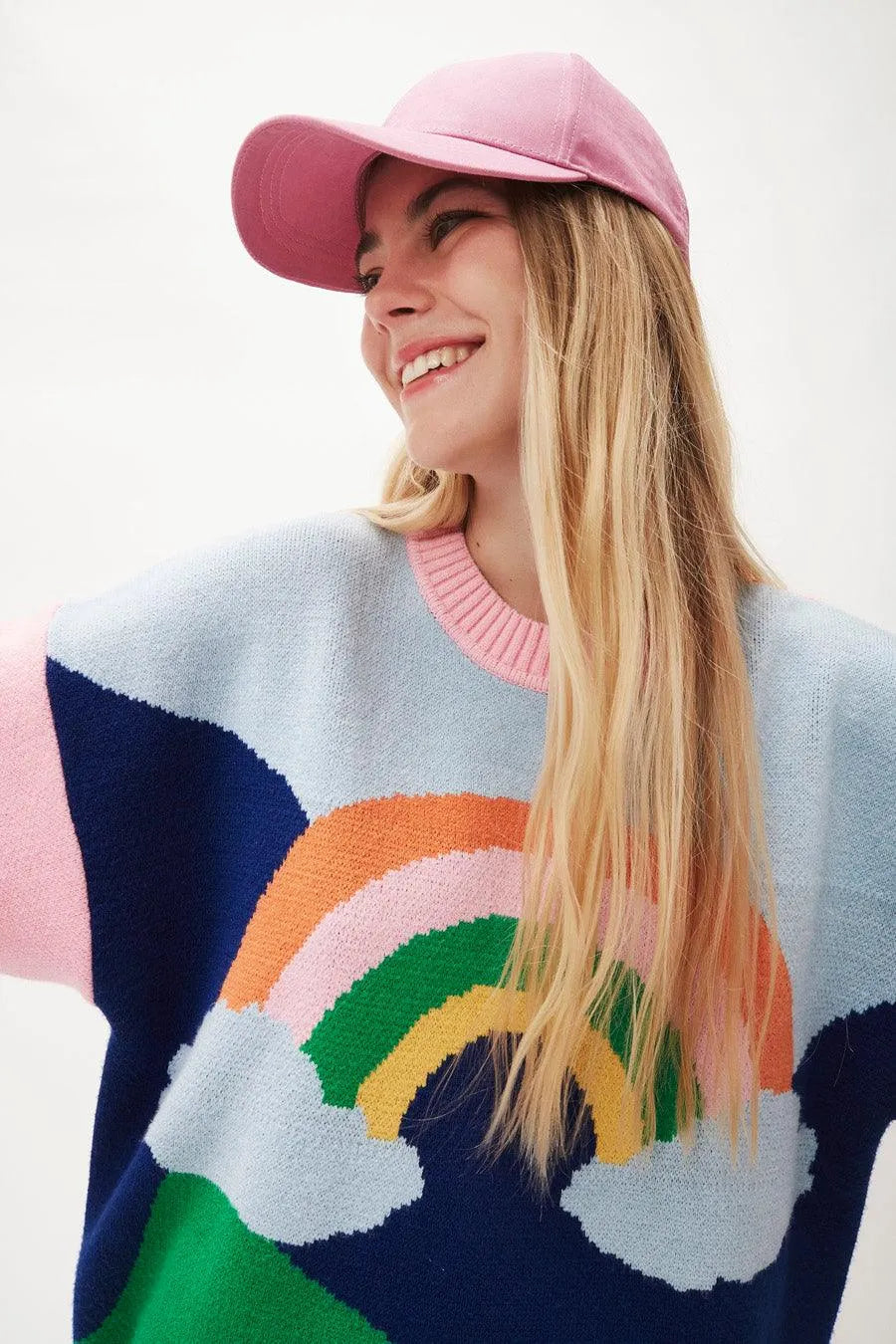 Jersey oversize arcoiris - ECRU