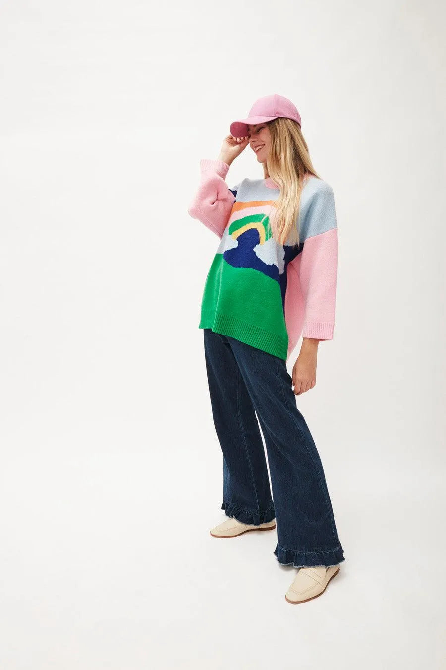 Jersey oversize arcoiris - ECRU