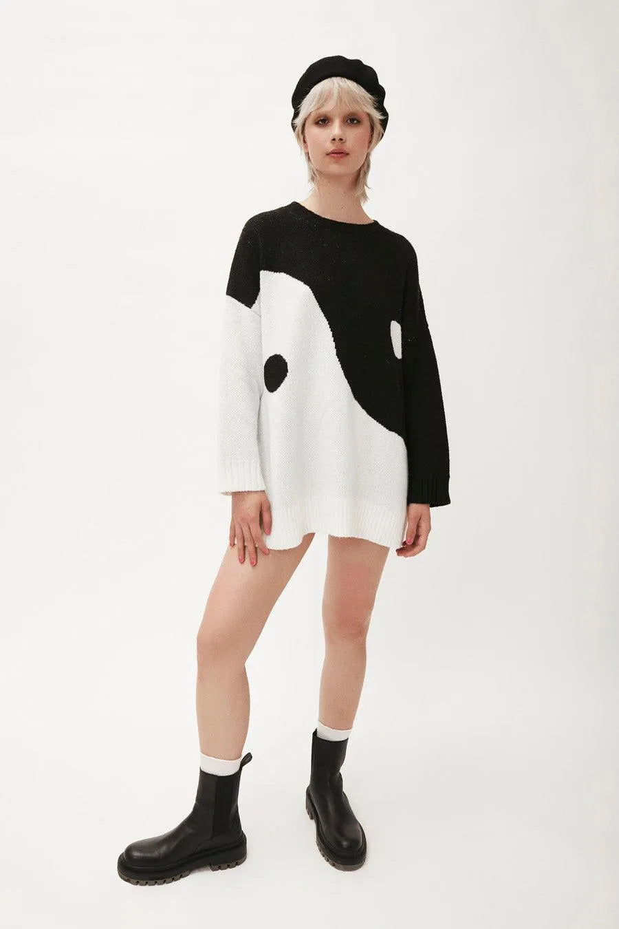 Jersey oversize ying yang - ECRU