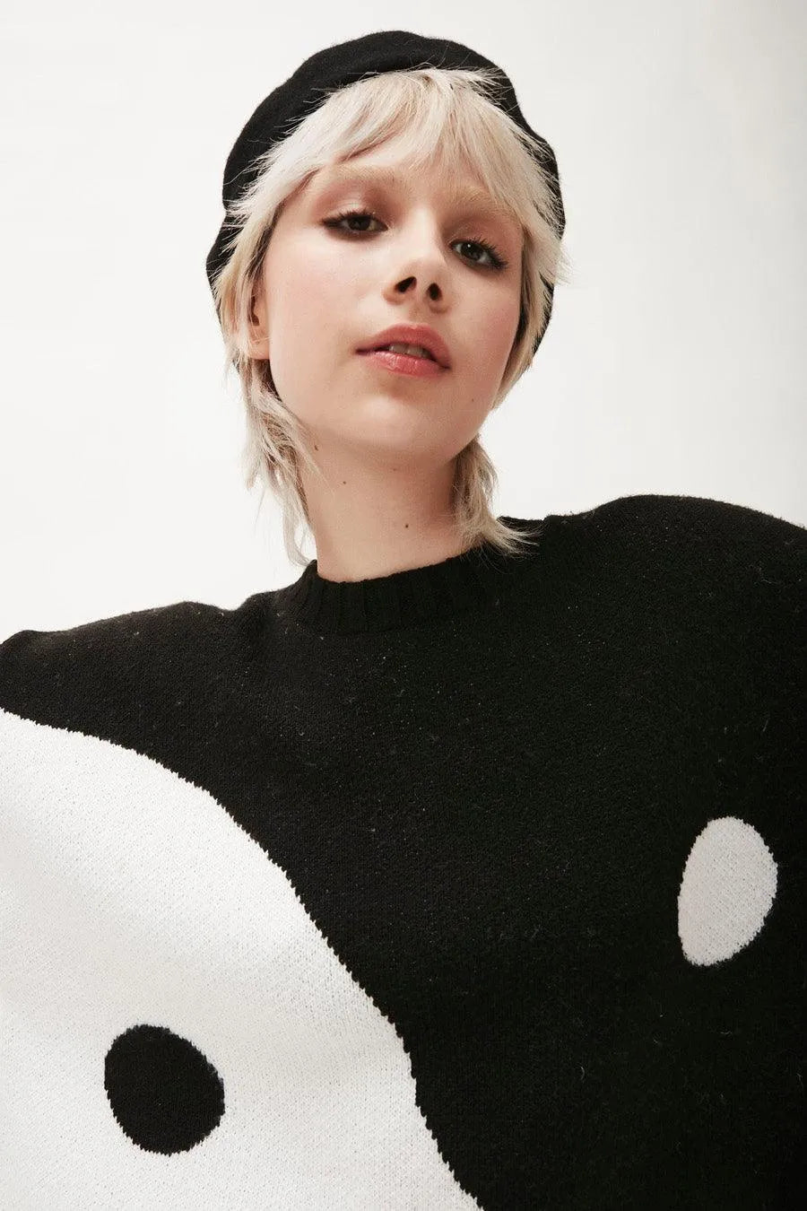 Jersey oversize ying yang - ECRU