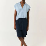 Jersey Poppy Dusty Blue - ECRU