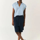 Jersey Poppy Dusty Blue - ECRU