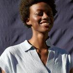 Jersey Poppy Dusty Blue - ECRU