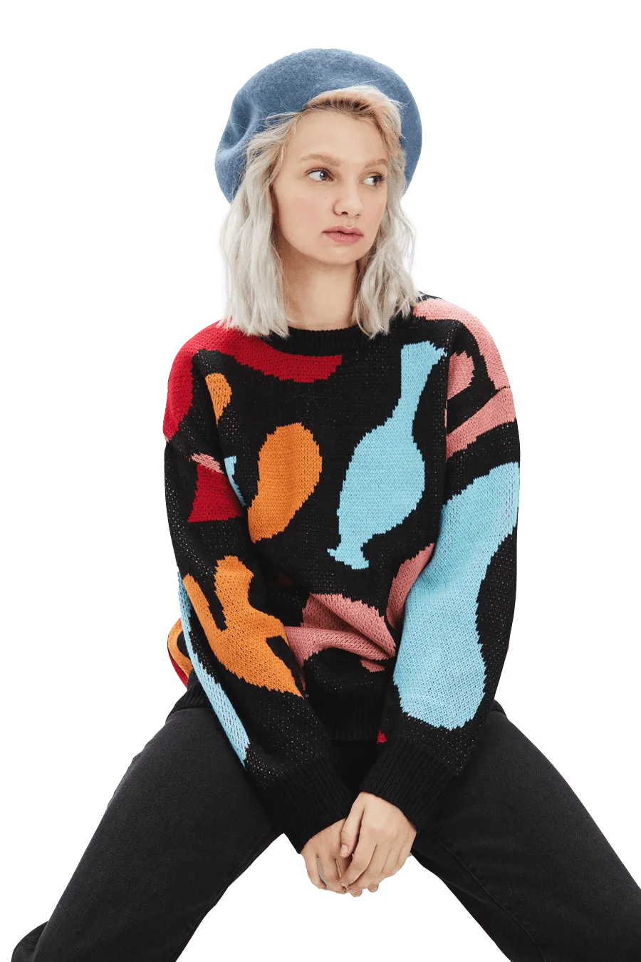 Jersey Punto Oversize Geométrico - ECRU