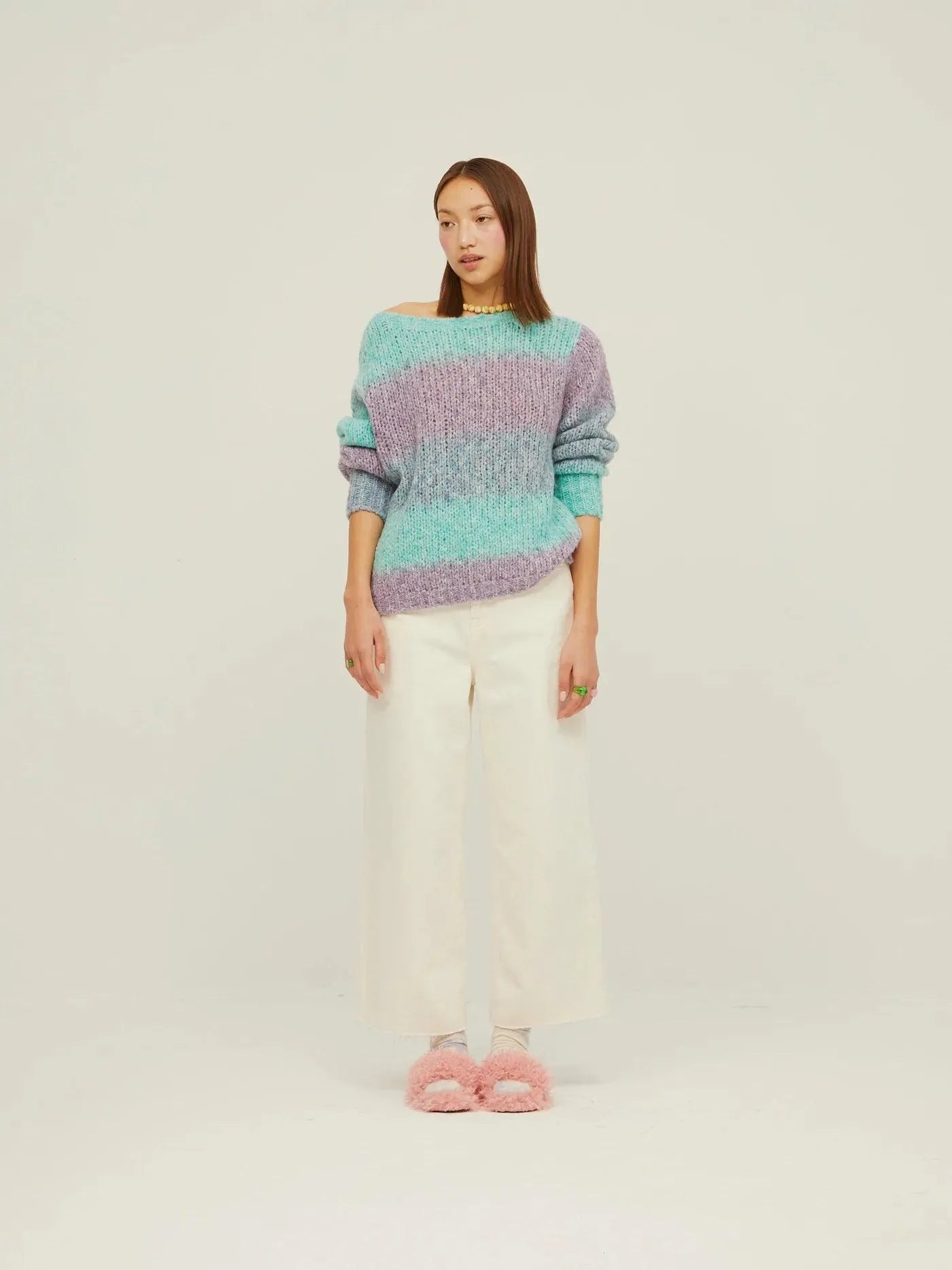 Jersey Rayas Pastel - ECRU