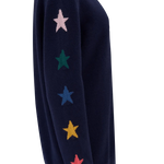 Jersey Renetta con cuello en V Azul marino, manga de estrella - ECRU