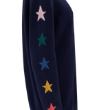 Jersey Renetta con cuello en V Azul marino, manga de estrella - ECRU