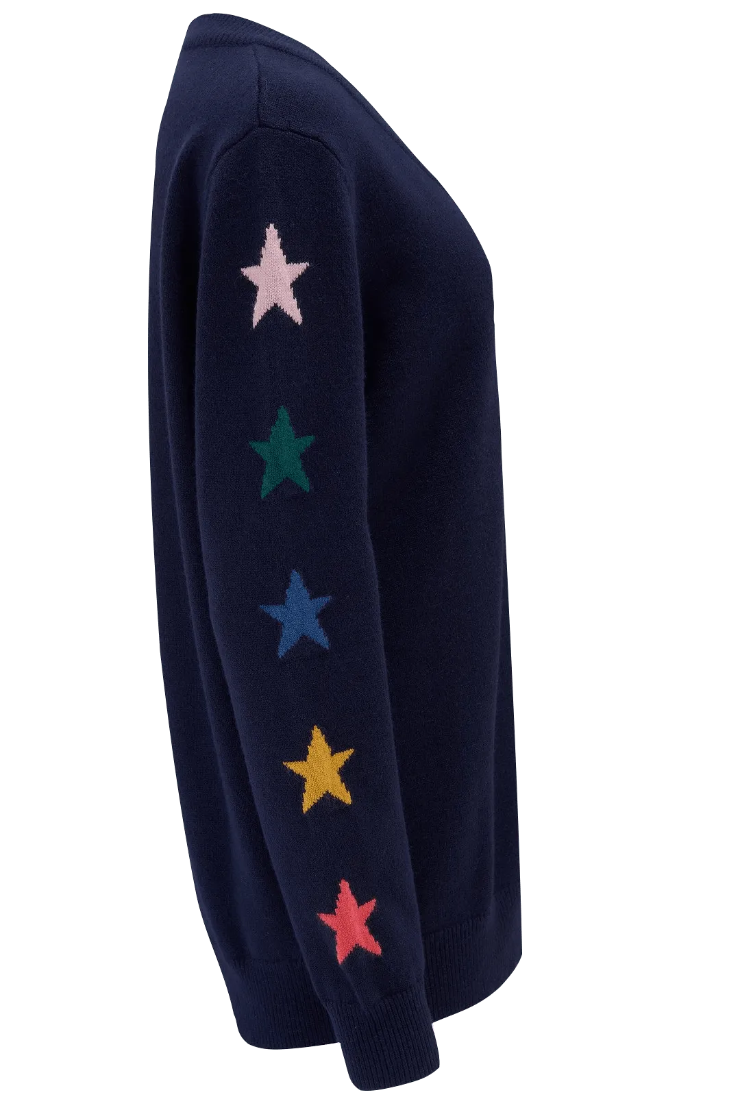 Jersey Renetta con cuello en V Azul marino, manga de estrella - ECRU