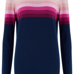 Jersey Rita Azul marino, rayas rosadas en degradado - ECRU