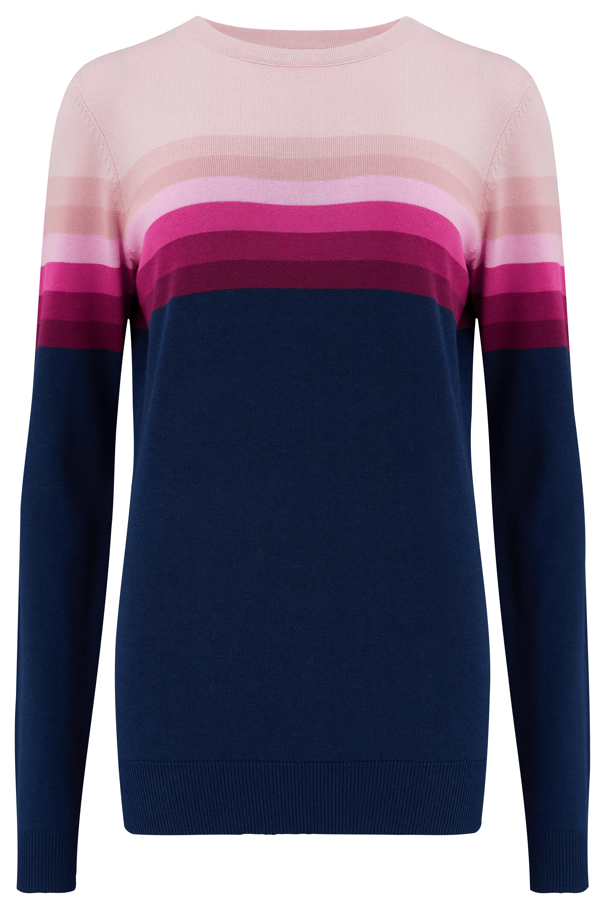 Jersey Rita Azul marino, rayas rosadas en degradado - ECRU