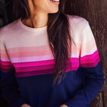 Jersey Rita Azul marino, rayas rosadas en degradado - ECRU