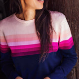 Jersey Rita Azul marino, rayas rosadas en degradado - ECRU