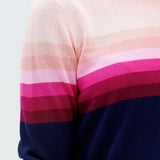 Jersey Rita Azul marino, rayas rosadas en degradado - ECRU
