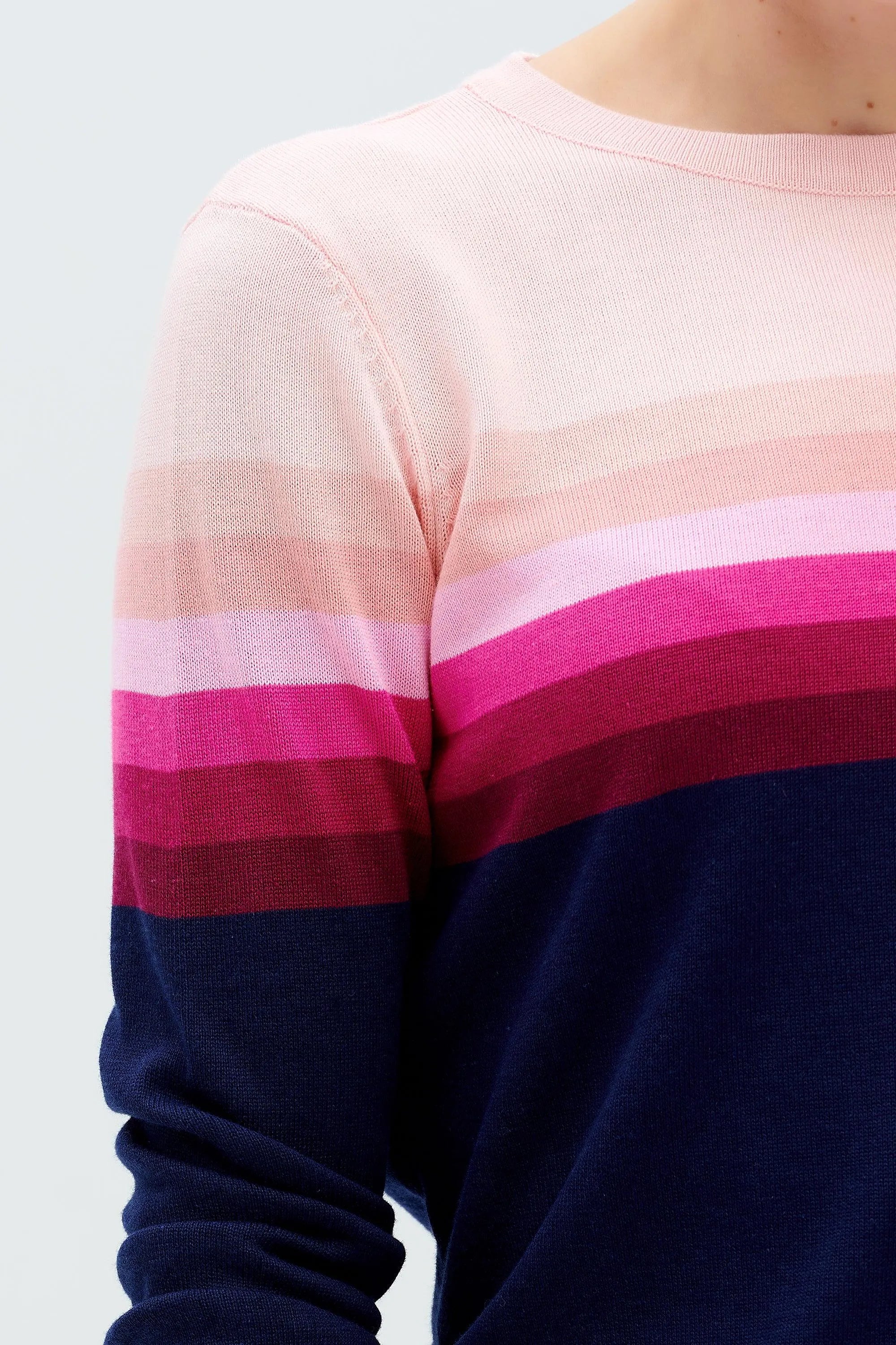 Jersey Rita Azul marino, rayas rosadas en degradado - ECRU