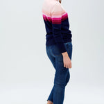 Jersey Rita Azul marino, rayas rosadas en degradado - ECRU