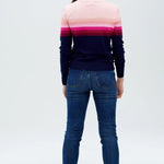 Jersey Rita Azul marino, rayas rosadas en degradado - ECRU