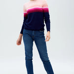 Jersey Rita Azul marino, rayas rosadas en degradado - ECRU