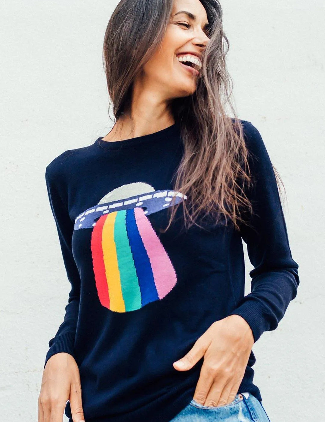 Jersey Rita Azul marino, UFO Rainbow Beam - ECRU