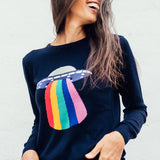 Jersey Rita Azul marino, UFO Rainbow Beam - ECRU