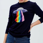Jersey Rita Azul marino, UFO Rainbow Beam - ECRU