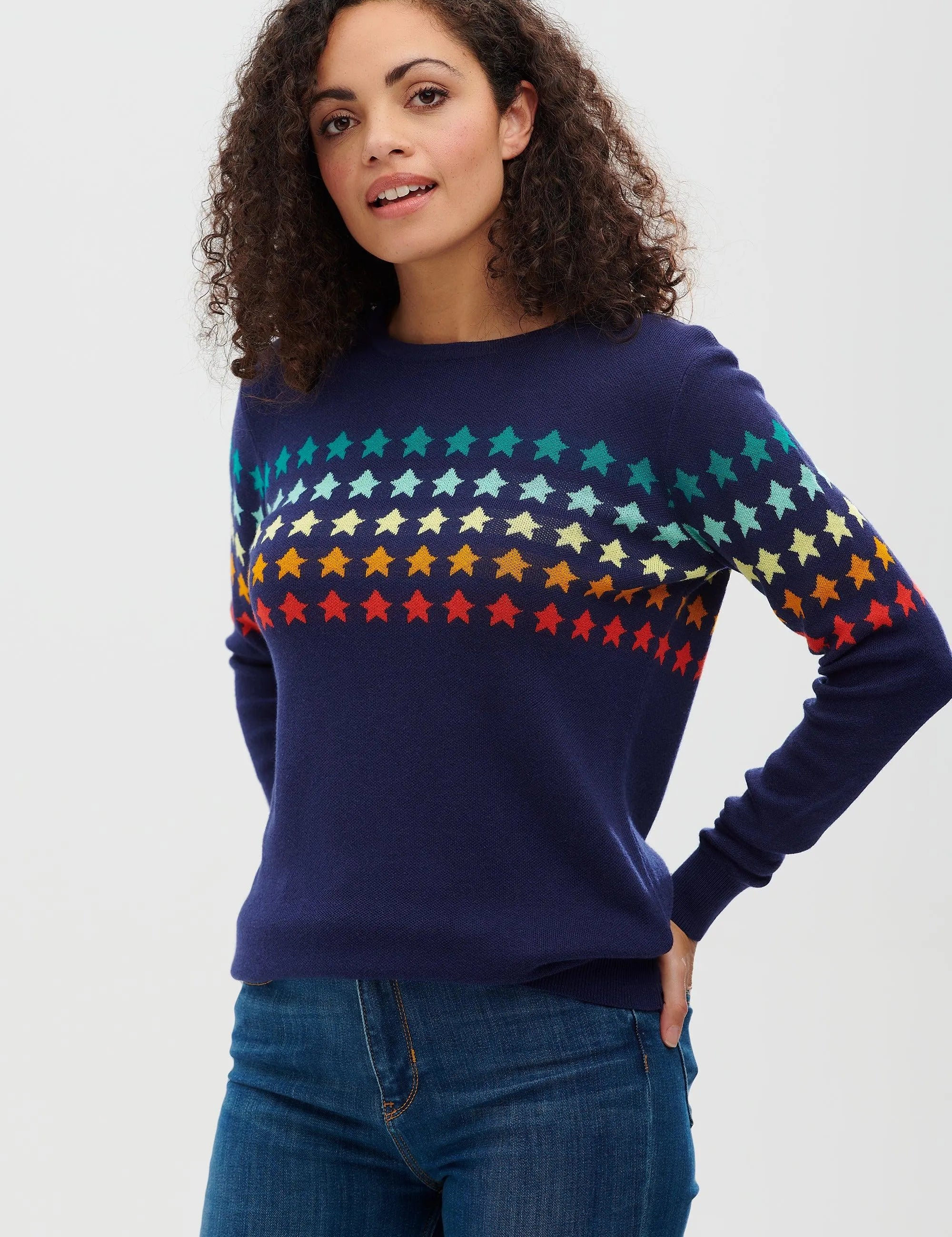 Jersey Rita Azul marino, Vintage Spectrum Star - ECRU