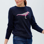 Jersey Rita Navy, Sparkle T-Rex - ECRU