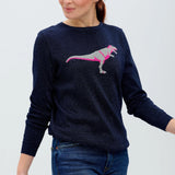 Jersey Rita Navy, Sparkle T-Rex - ECRU