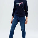 Jersey Rita Navy, Sparkle T-Rex - ECRU