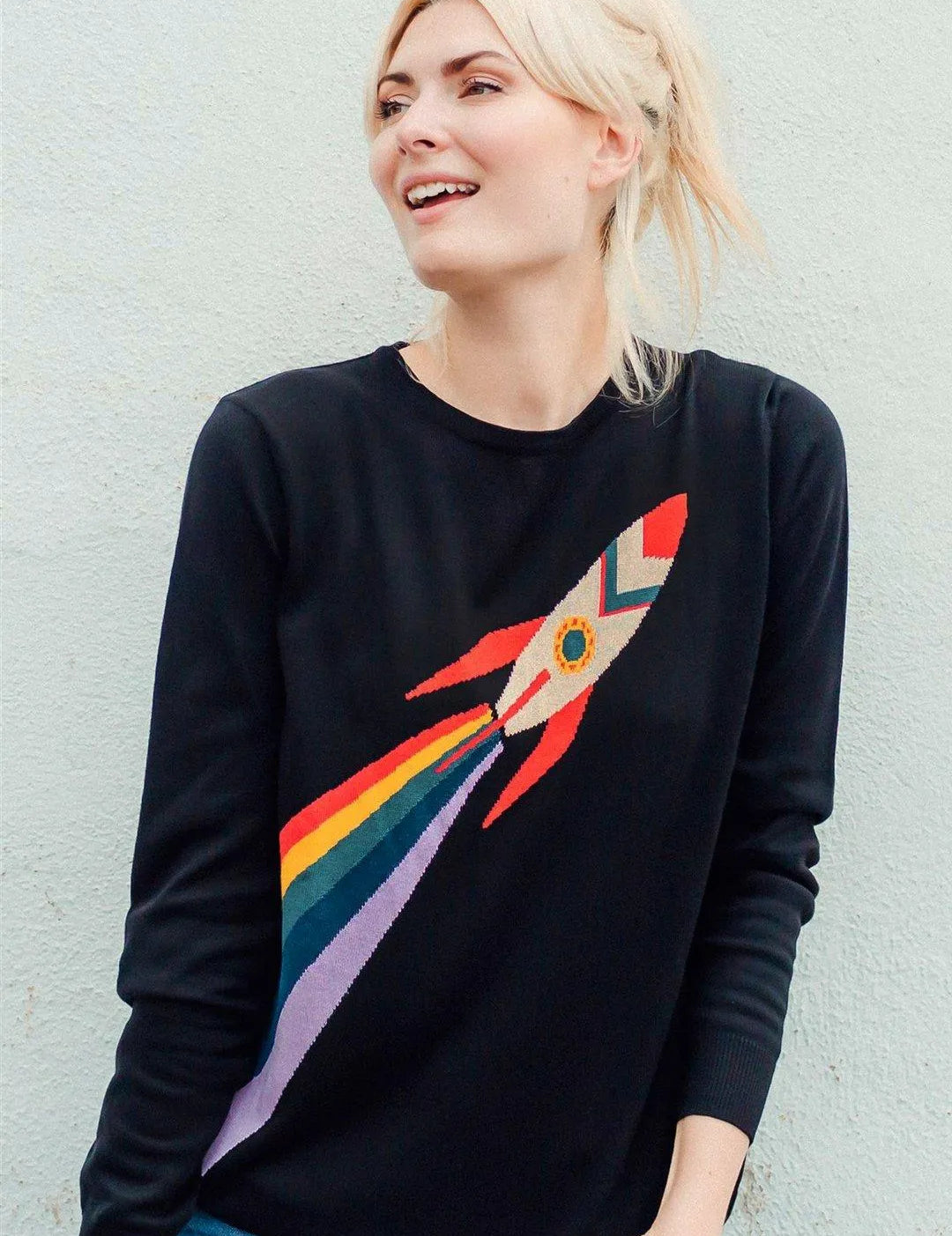 Jersey Rita Negro Retro Rocket - ECRU